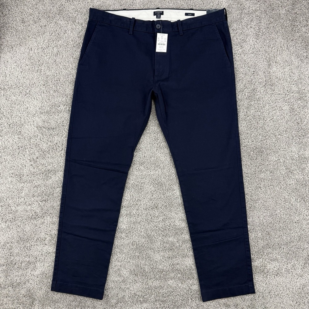 J Crew Slim Fit Flex Chino Pants Men's 38x32 NWT Navy Cotton Stretch Preppy